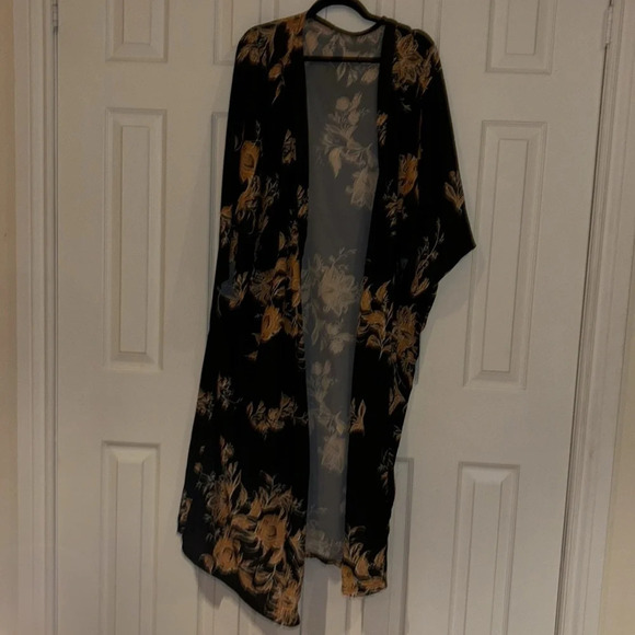 Vintage Floral style FREE Open Women's floral  Duster Length Robe Kimono - Picture 3 of 11